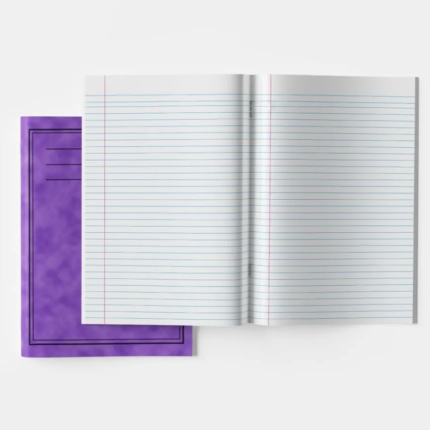 A4+ Exercise Book 8mm Ruled Margin Purple 40pg 50pk