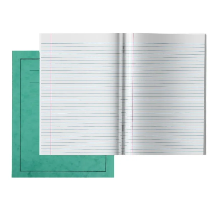 A4 Exercise Book 8mm Ruled Margin Green 96pg 50pk