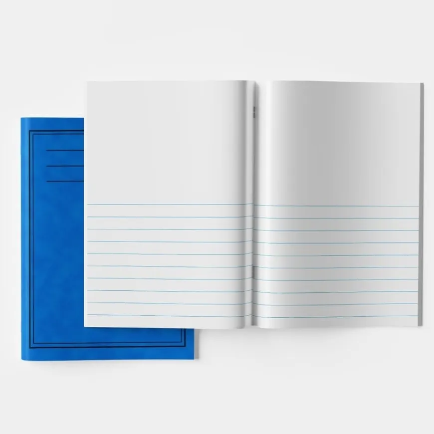 A4 Exercise Book 1/2 15mm Ruled 1/2 Plain 40pg Blue 50pk
