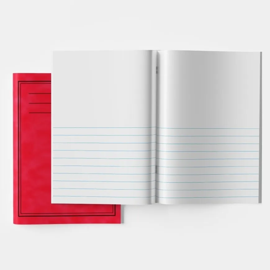 A4 Exercise Book 1/2 15mm Ruled 1/2 Plain 40pg Red 50pk
