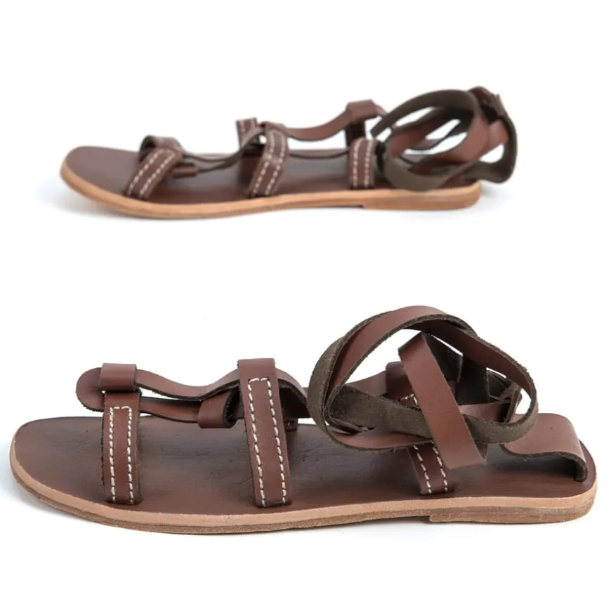 Ancient Greek Leather Sandals Pair Size 4