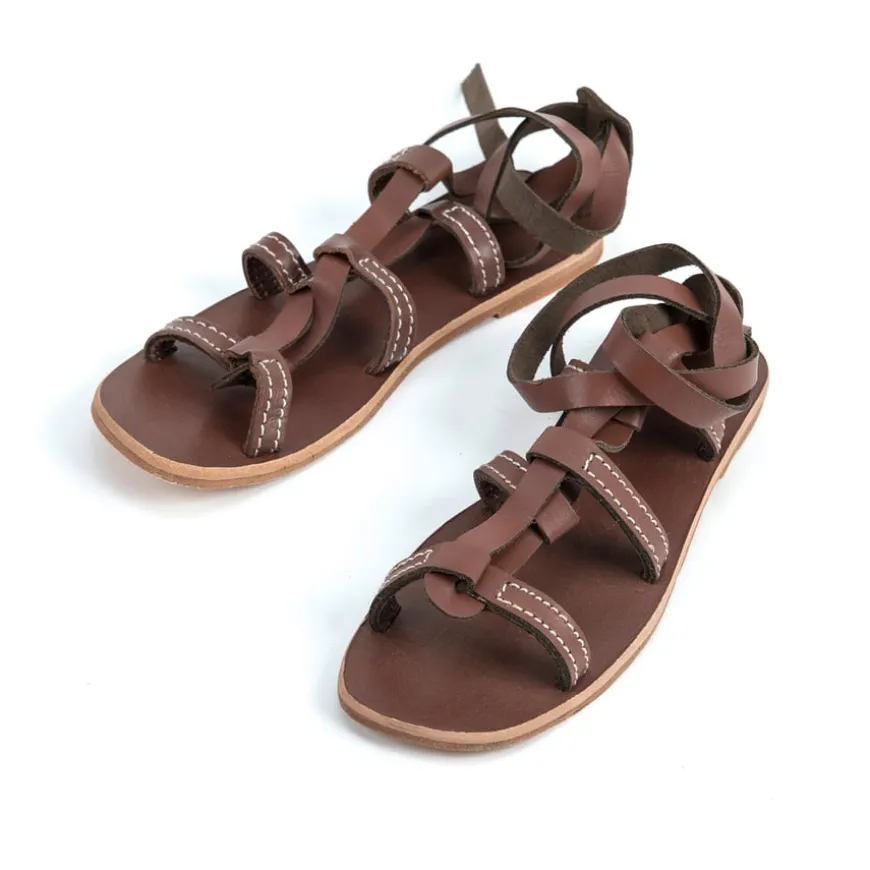 Ancient Greek Leather Sandals Pair Size 4