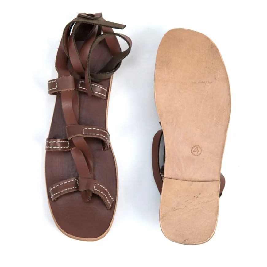 Ancient Greek Leather Sandals Pair Size 4