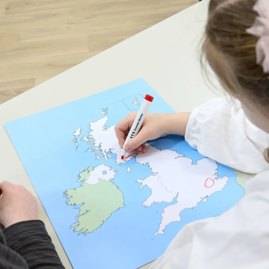 A3 Wipeable Map of the UK Double sided 10pk