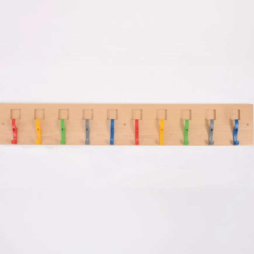 Beech Coat Rail with Nameplates
