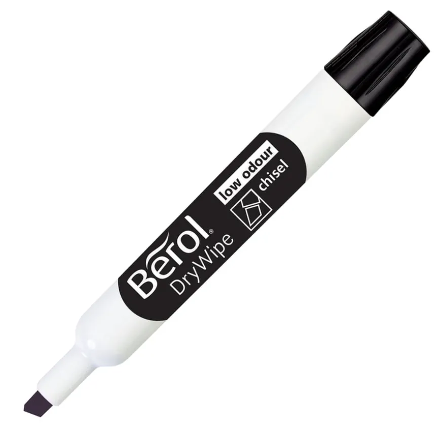 Berol® Drywipe Markers Chisel Tip Black 48pk