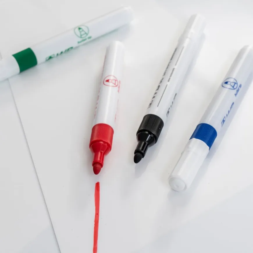 Budget Drywipe Pens Medium Tip Assorted 4pk