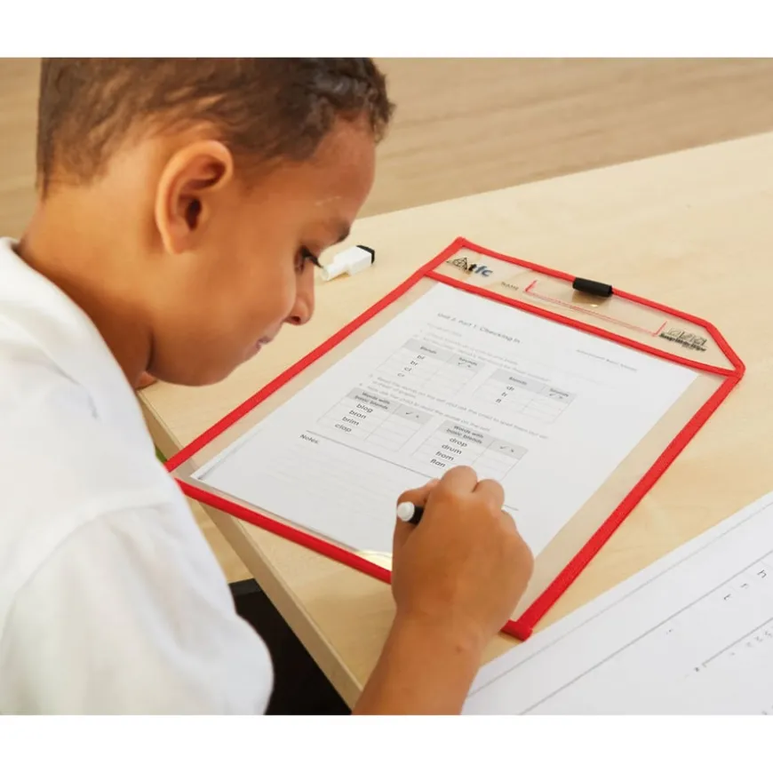 Clear Write and Wipe Work Storage Pockets