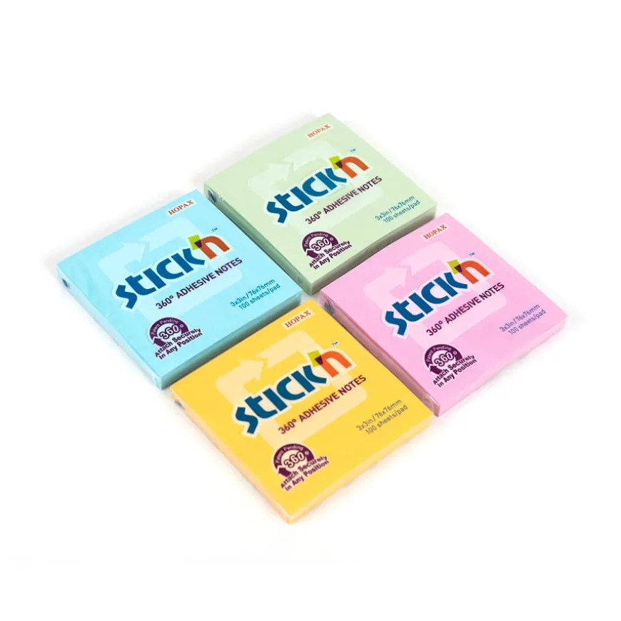 Coloured 360 Adhesive Notes W76 x L76mm 12pk