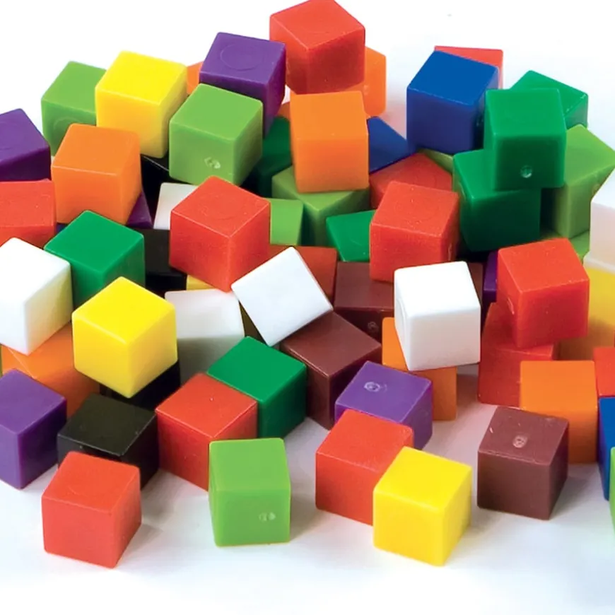 Coloured Plastic Maths Cubes Pack 1000pcs