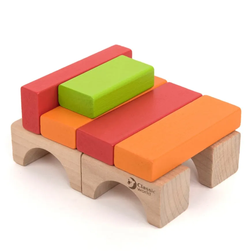Coloured Wooden Building Blocks 100pk