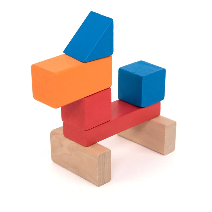 Coloured Wooden Building Blocks 100pk