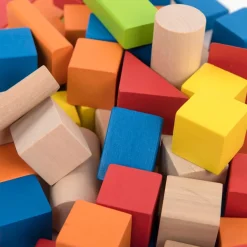 Coloured Wooden Building Blocks 100pk