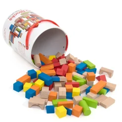 Coloured Wooden Building Blocks 100pk