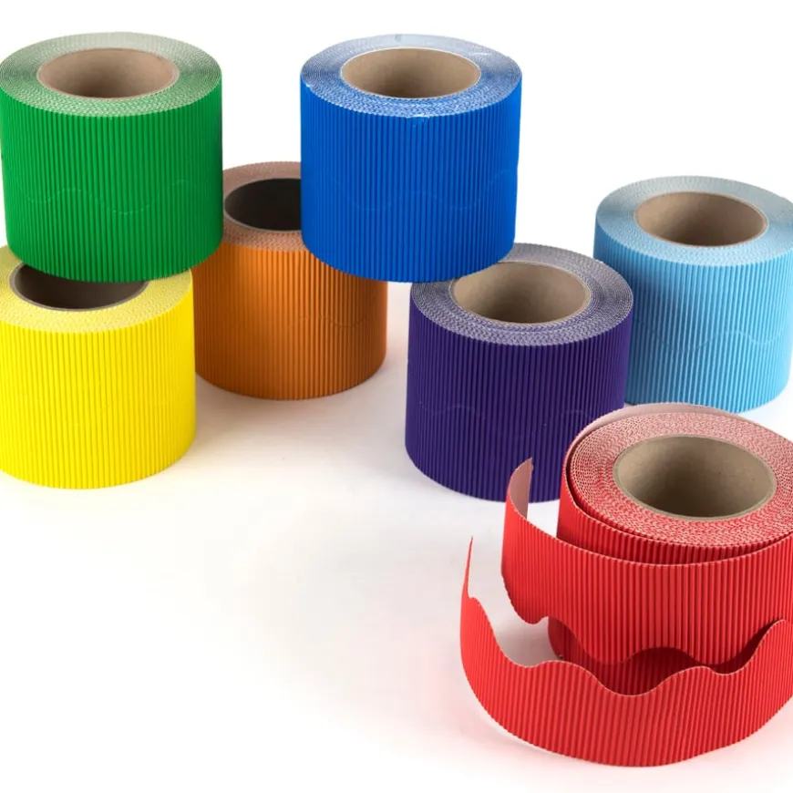 Corrugated Border Rolls Rainbow 57mm x 15m 7pk
