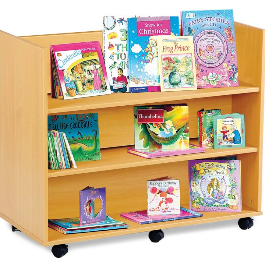 Double Sided Book Display Unit with Horizontal Shelves