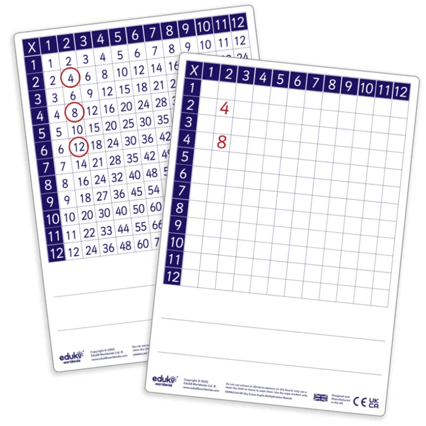 Dry Erase Pupils' A4 Multiplication Boards 30pk