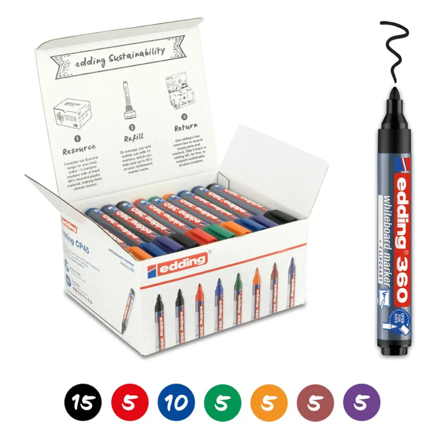 edding360 Board Marker - Colours Bullet Tip 50pk