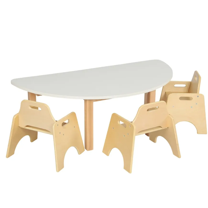 Essentials White Semi Circle Table