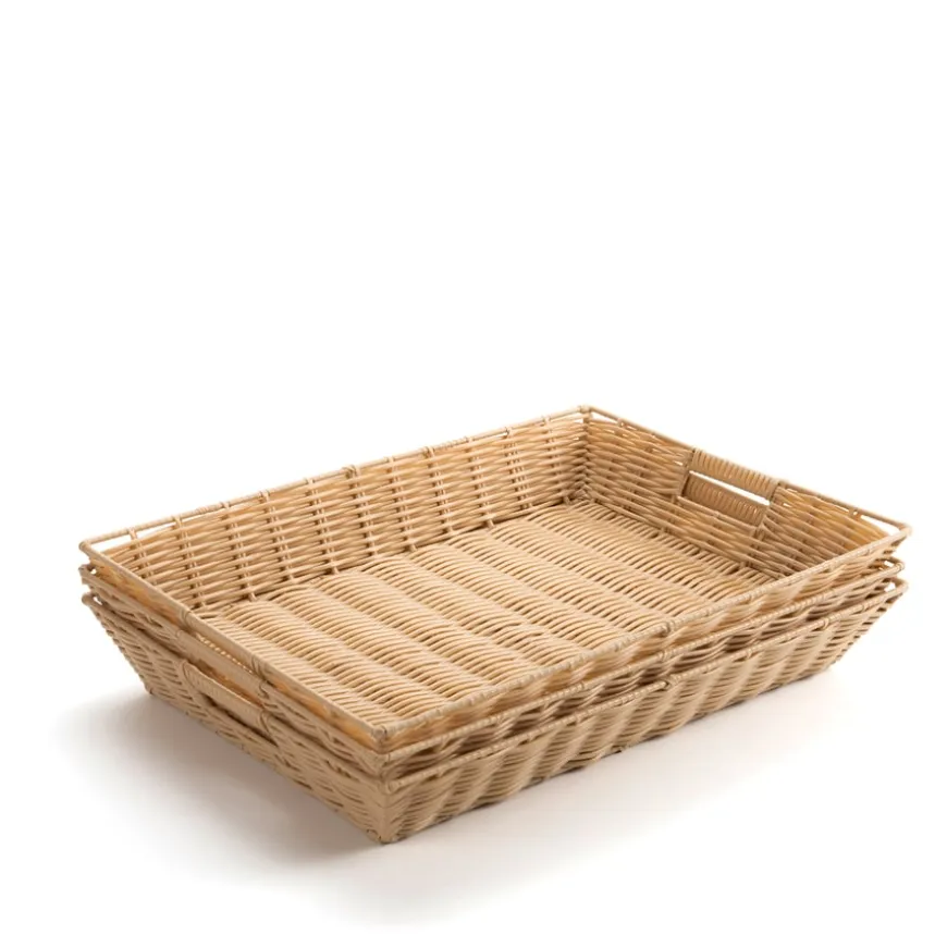Faux Plastic Wicker Storage Baskets - Shallow H75mm