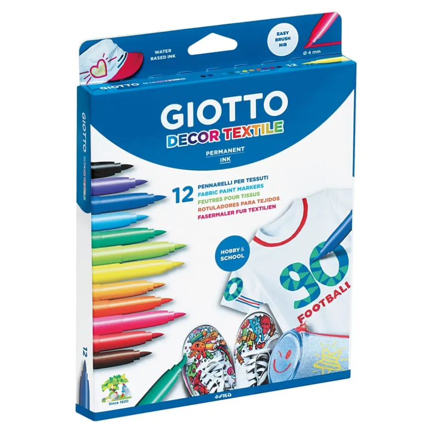 Giotto Decor Textile Markers Assorted 12pk