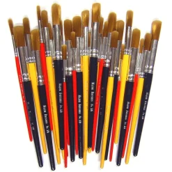 Golden Nylon Round Paint Brushes Assorted 30pk