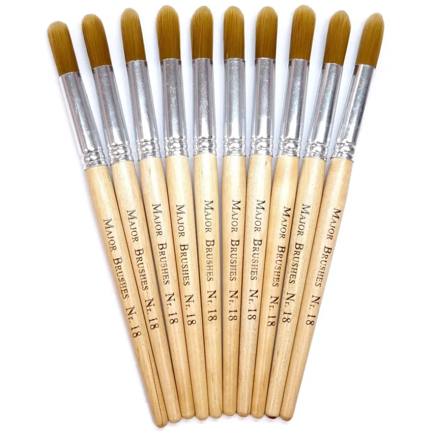 Golden Nylon Short Round Brush Size 18 10pk