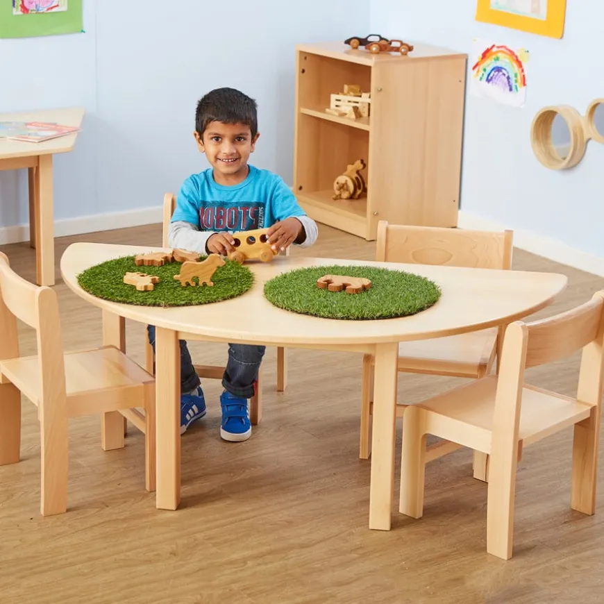 Half Circular Solid Beech Table L120cm