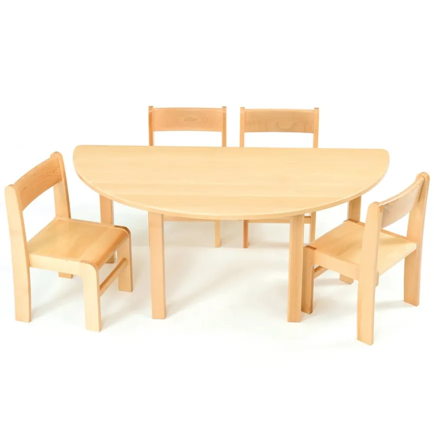 Half Circular Solid Beech Table L120cm