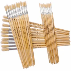 Hog Hair Round Head Paint Brushes Assorted 30pk