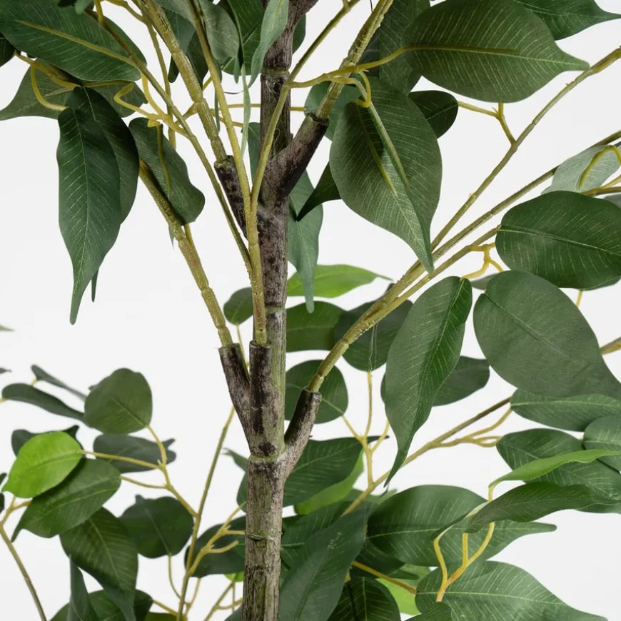 Large Green Artificial Ficus Tree in Black Pot 140cm