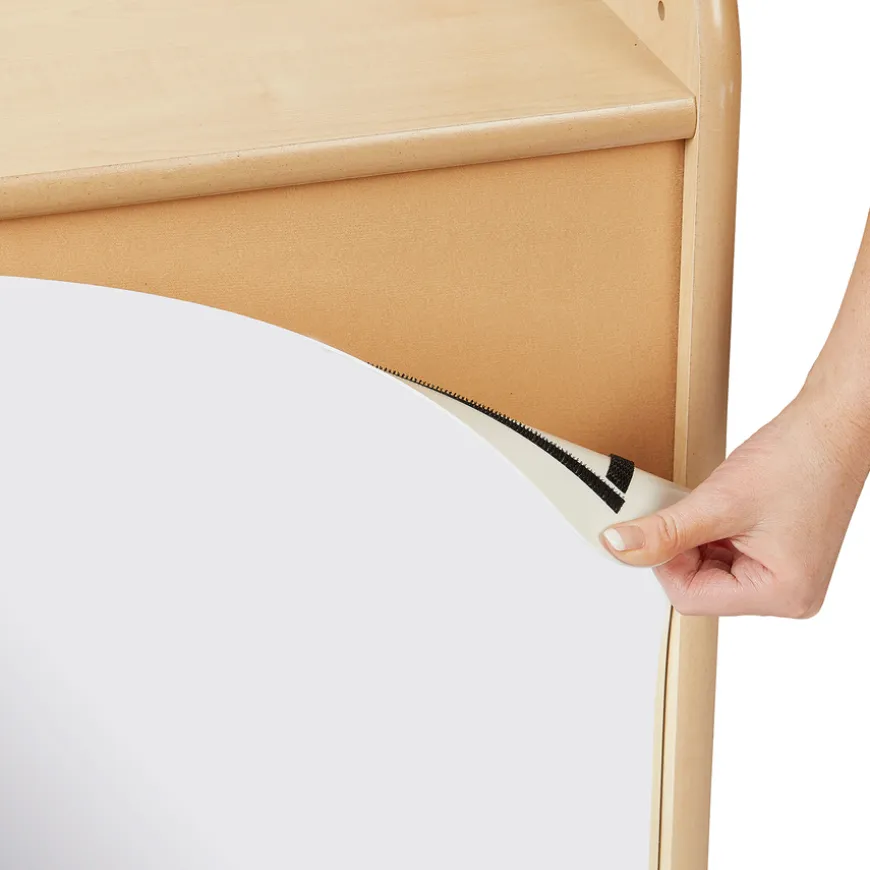 Lockable Storage Cupboard with Display & Mirror Back