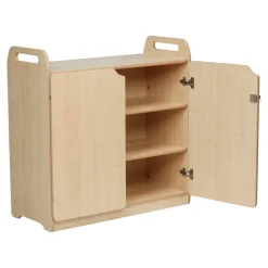 Lockable Storage Cupboard with Display & Mirror Back