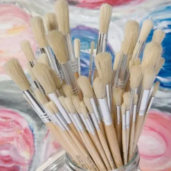 Long Handled Round Hog Hair Paint Brushes 60pk