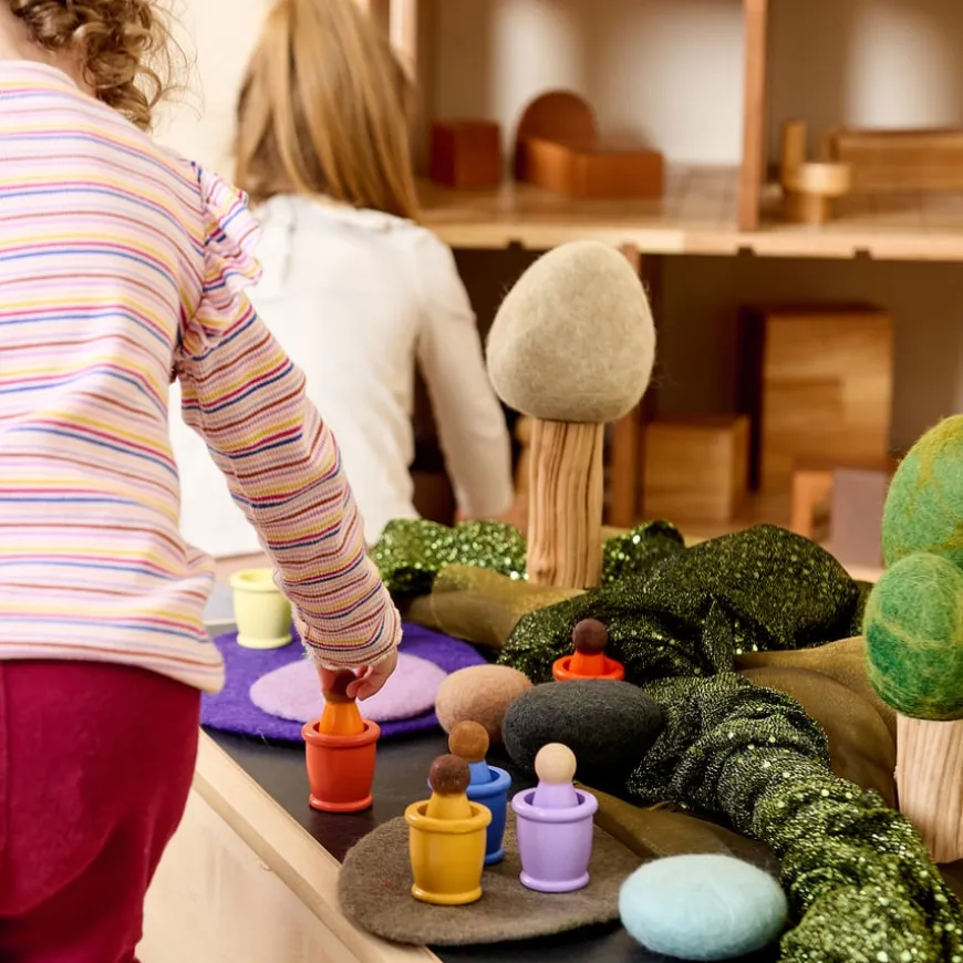 Loose Parts Tonal Rainbow Wooden People and Cups