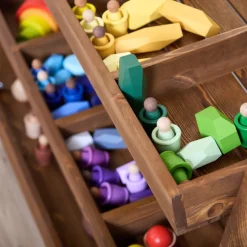 Loose Parts Tonal Rainbow Wooden People and Cups