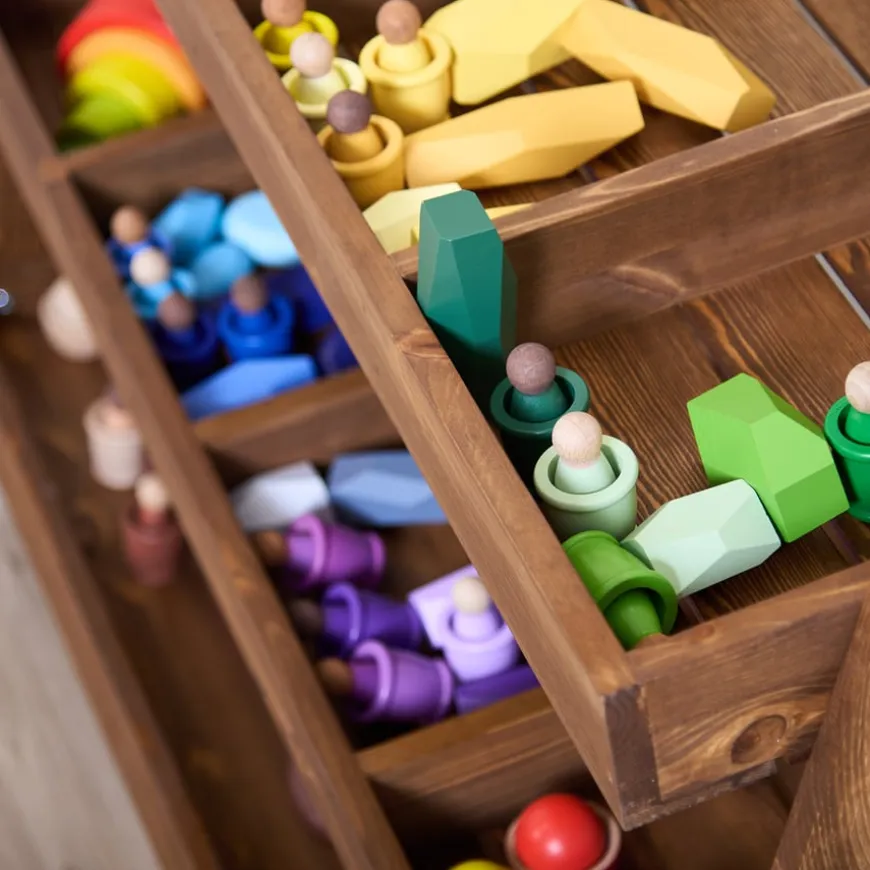 Loose Parts Tonal Rainbow Wooden People and Cups