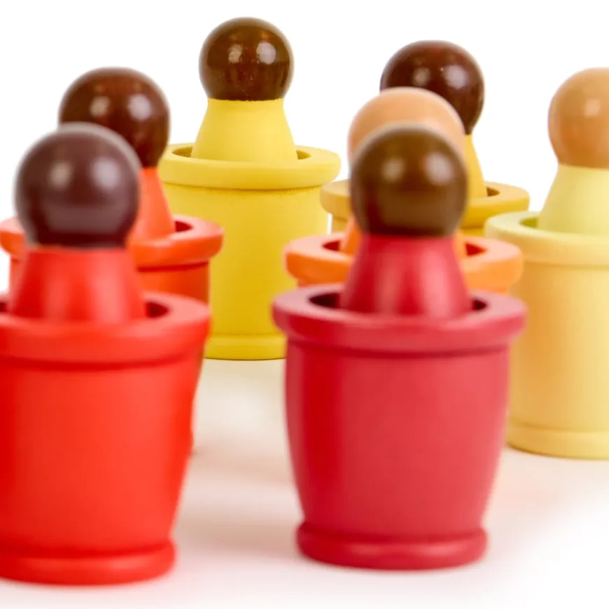 Loose Parts Tonal Rainbow Wooden People and Cups