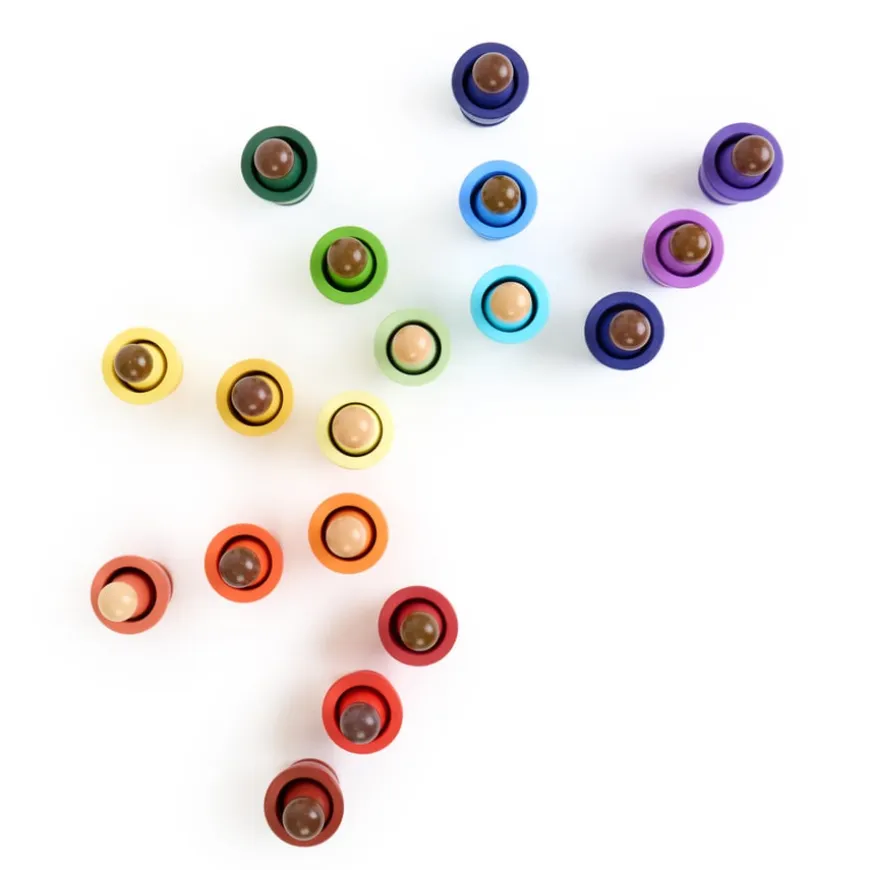 Loose Parts Tonal Rainbow Wooden People and Cups