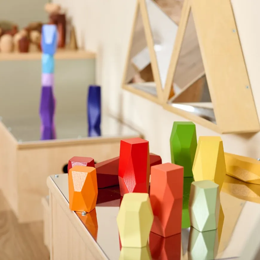 Loose Parts Tonal Rainbow Wooden Boulder Blocks