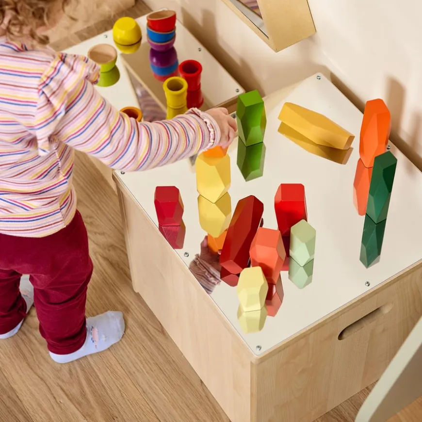 Loose Parts Tonal Rainbow Wooden Boulder Blocks