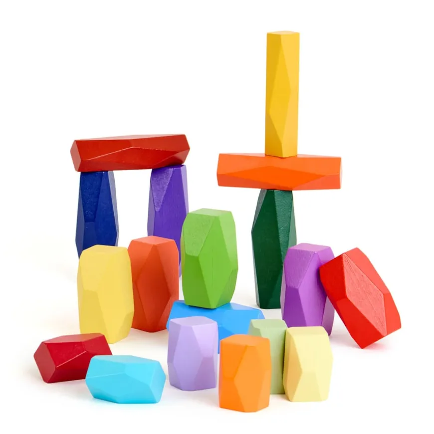 Loose Parts Tonal Rainbow Wooden Boulder Blocks
