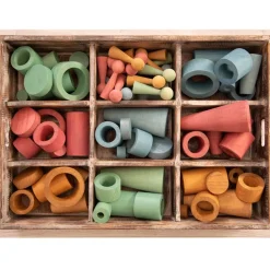 Loose Parts Wooden Shapes Large 72 Piece Set - Earth