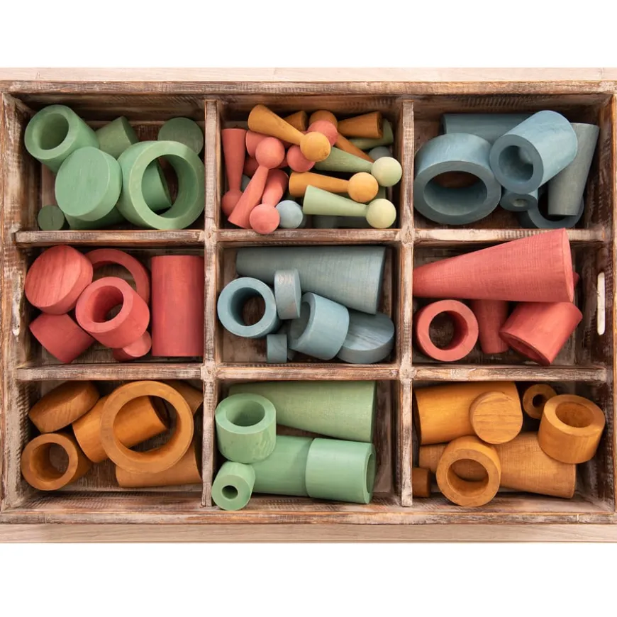Loose Parts Wooden Shapes Large 72 Piece Set - Earth