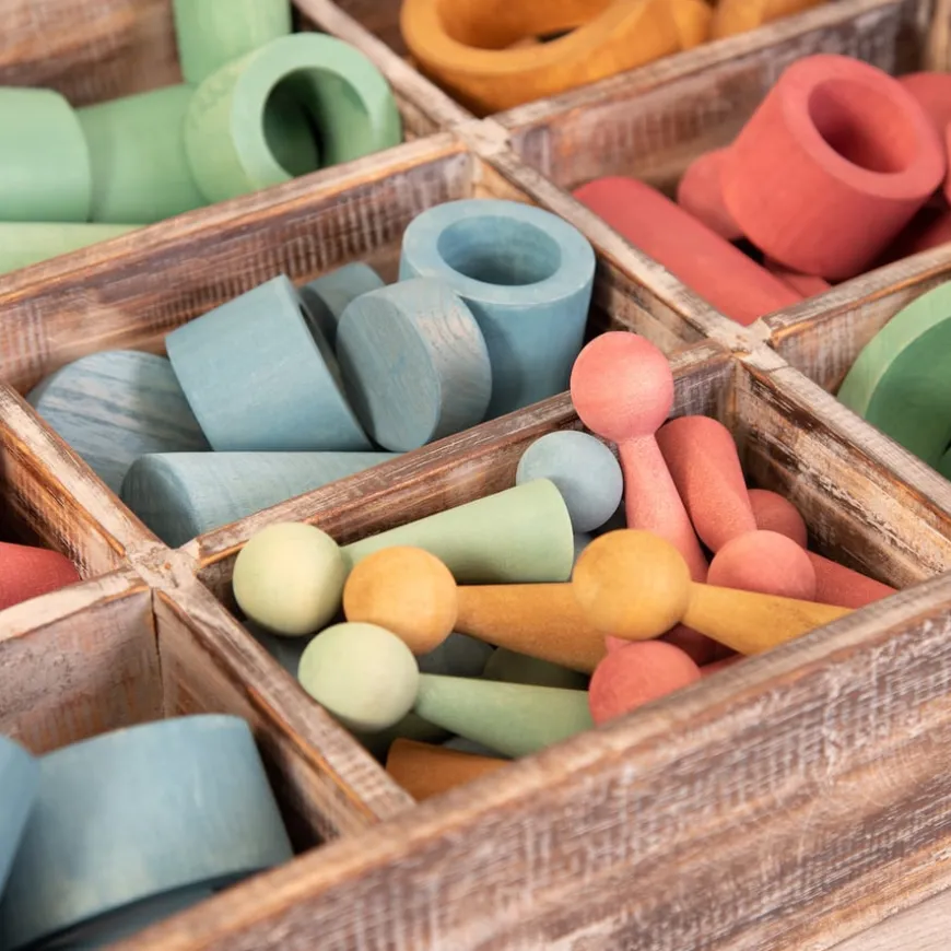 Loose Parts Wooden Shapes Large 72 Piece Set - Earth