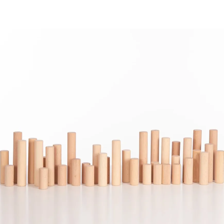 Loose Parts Wooden Stacking & Building Columns 40pk