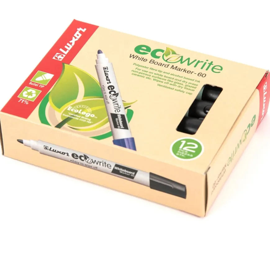 Luxor ECO Whiteboard Markers Black 12pk