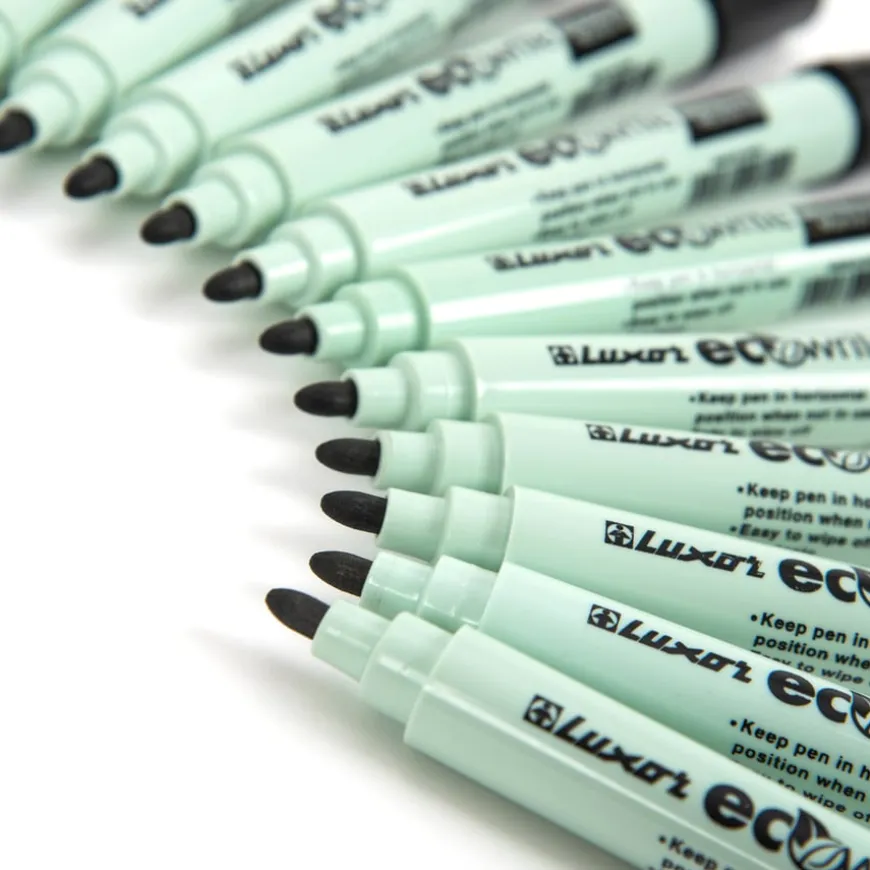 Luxor ECO Whiteboard Markers Black 12pk