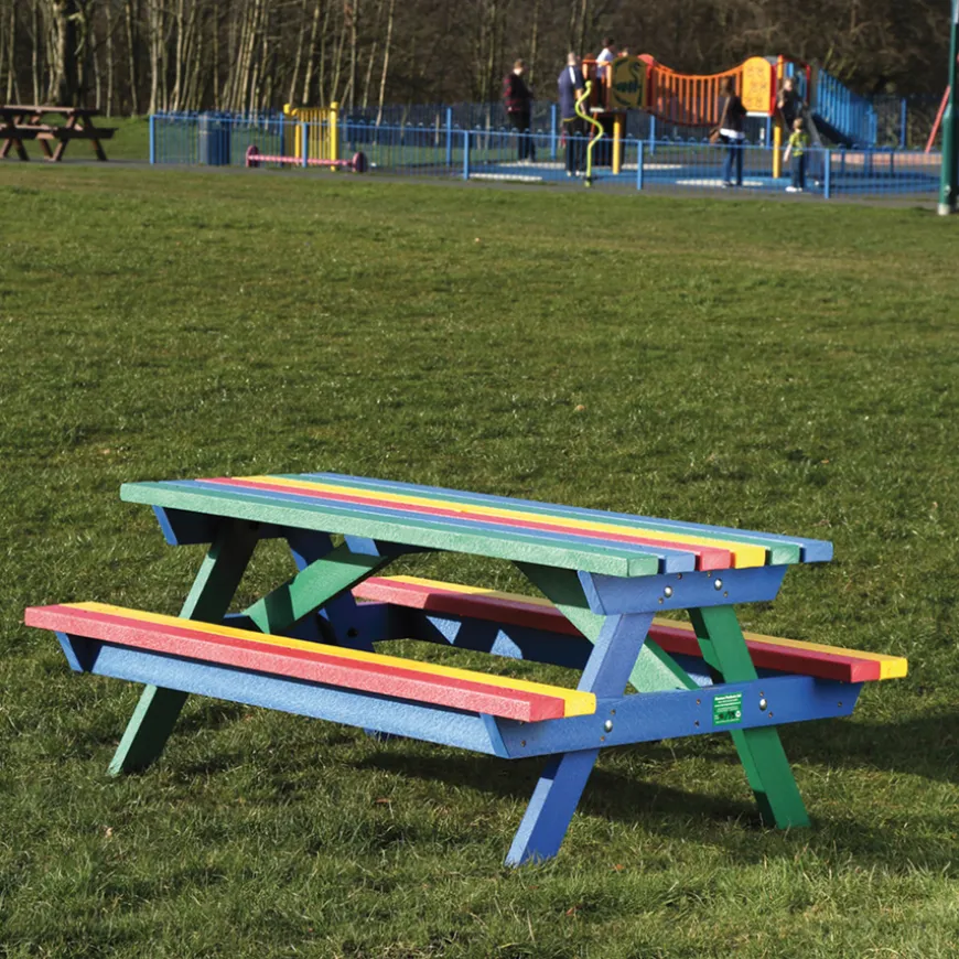 Marmax Children’s Recycled Heavy-Duty Picnic Bench Rainbow