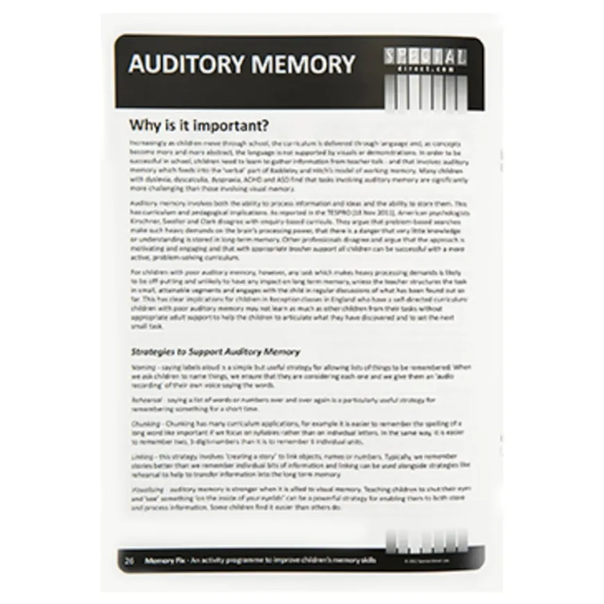 Memory Fix Games & Activity Kit